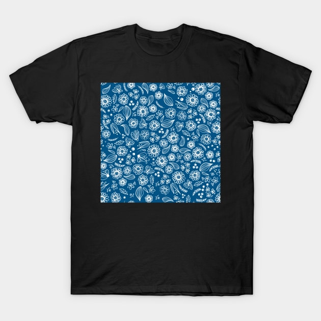 Floral Sketch Blue T-Shirt by MSBoydston